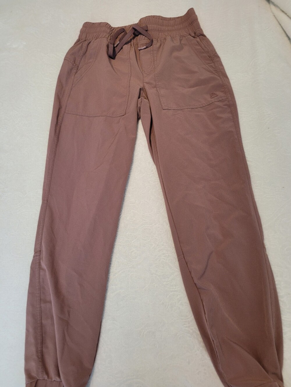 Avalanche Ladies Elastic Waist Drawstring Pants Small Brown EUC Comfort Hiking